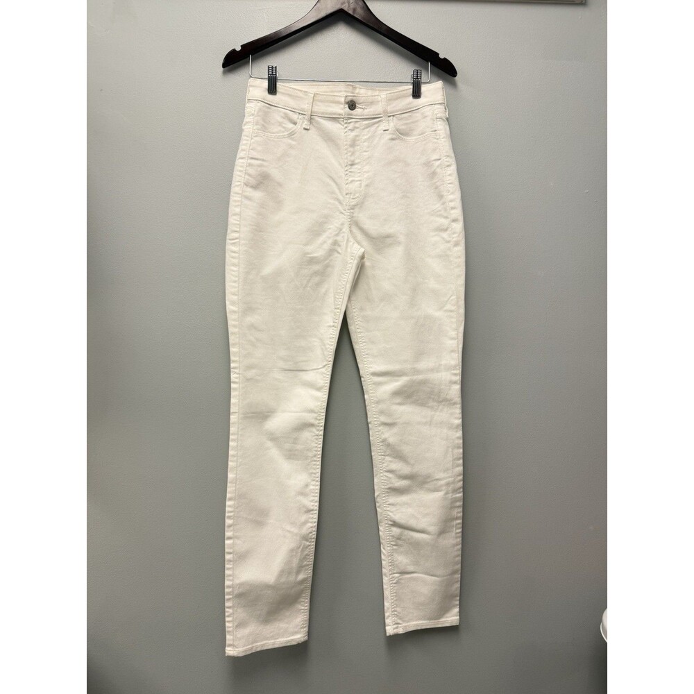 Old Navy Wow Straight Jeans Womens 10 Tall White High Rise Stretch Denim - Picture 2 of 10